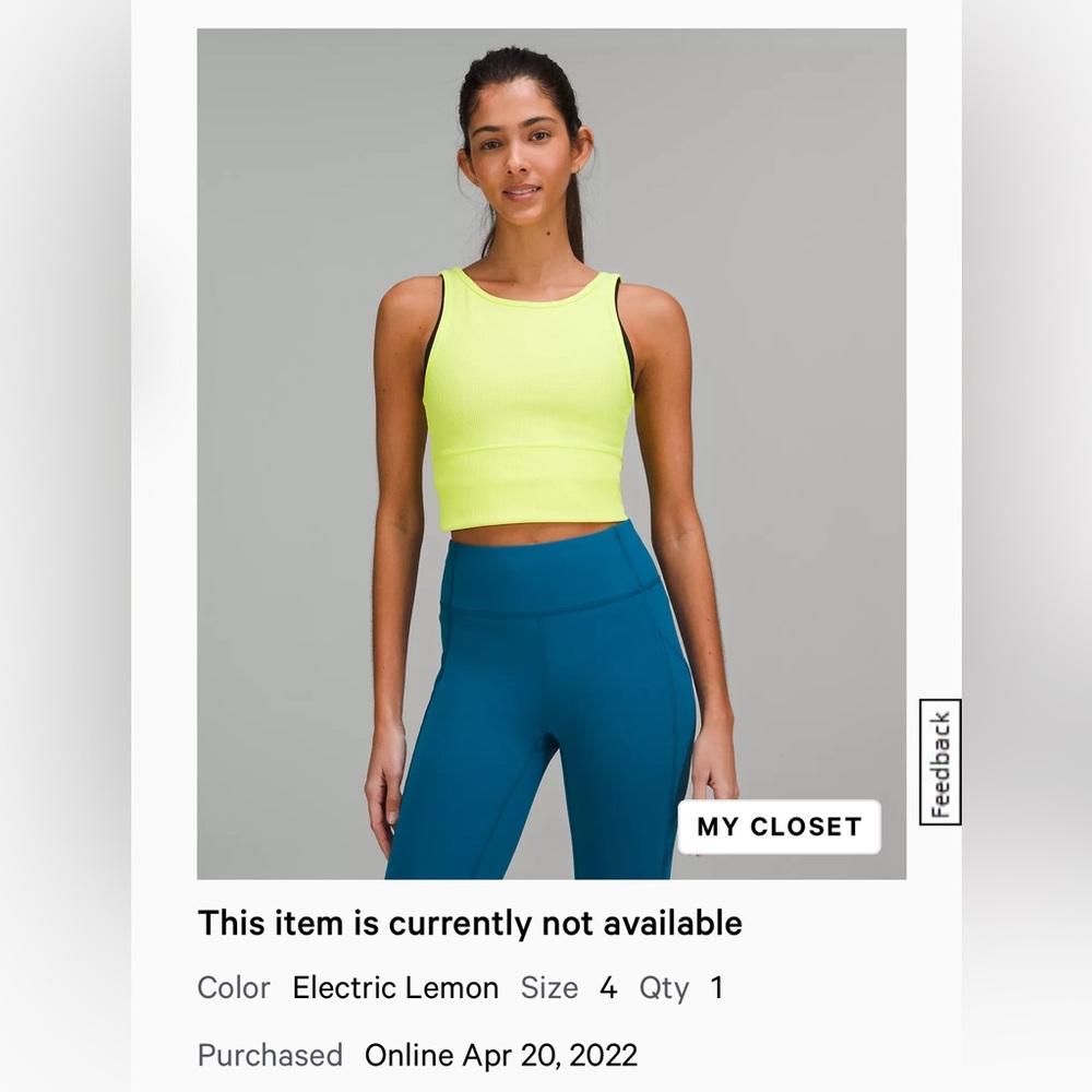 Power Pivot Ribbed Tank
Top
Colour Electric Lemon
Size 4